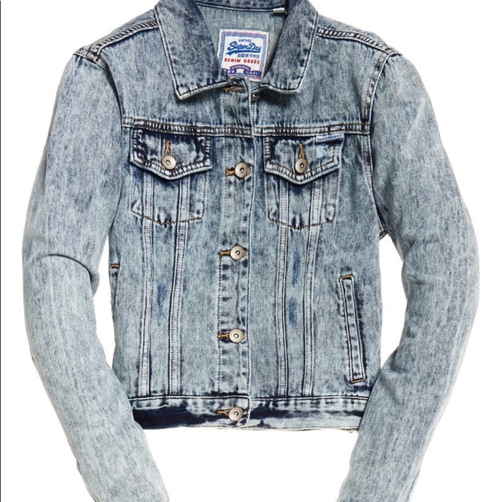 Superdry Denim Girlfriend Jacket • Acid Wash • Size 2 • Brand New
